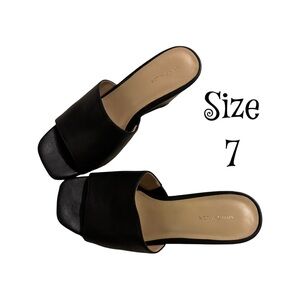 Ann Taylor’s Leather Black Wedge Mules- EUC